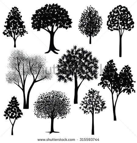 450x470 Hand Drawn Trees Silhouette Trees Tattoo Tree Silhouette, Tree
