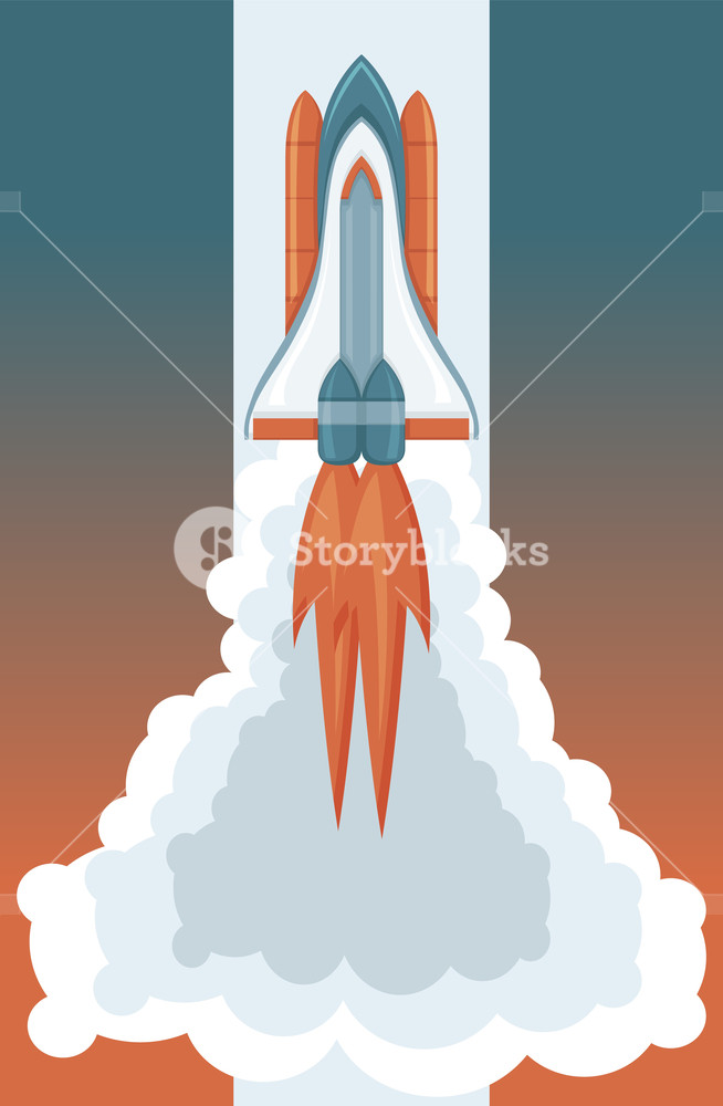 654x1000 Space Art, Rocket Launching Vector Retro Style Illustration