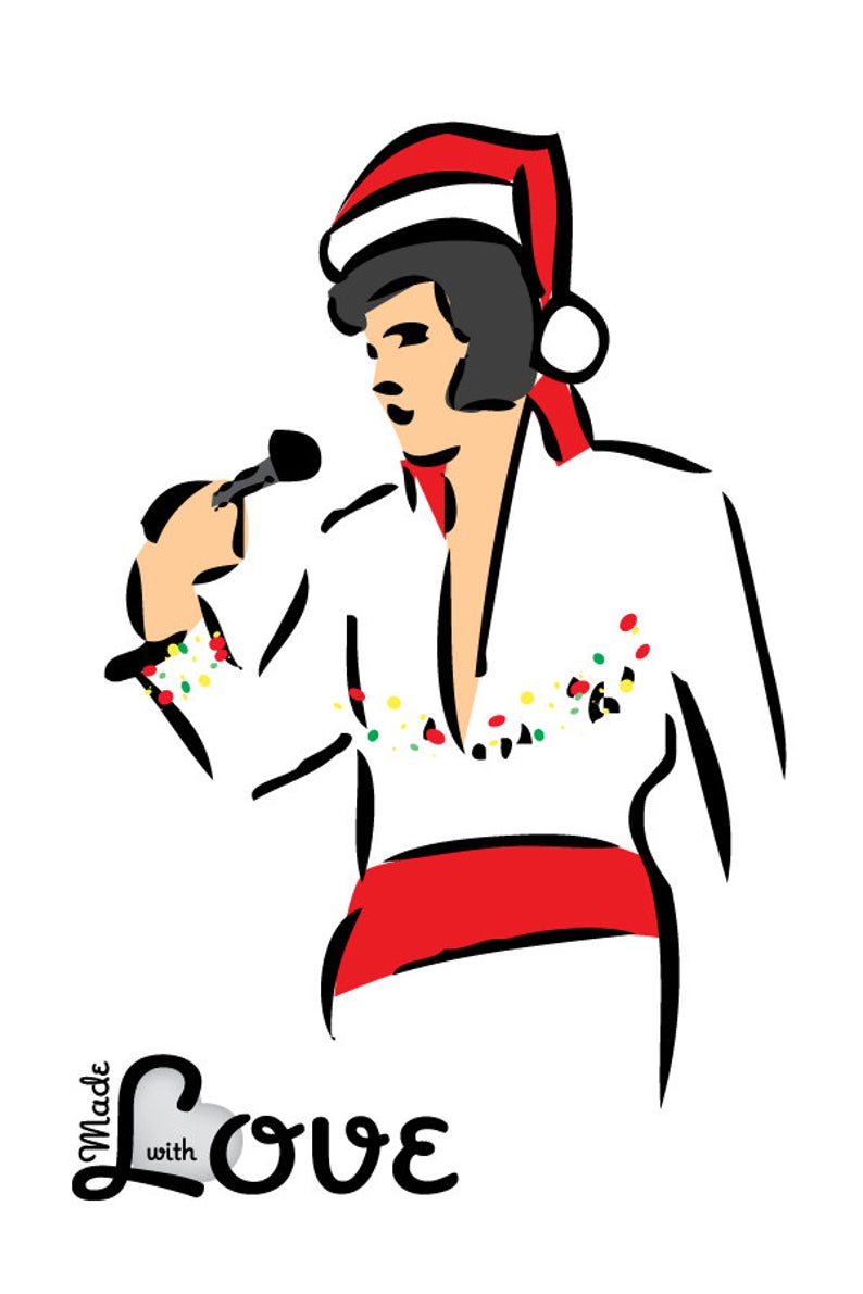 794x1191 Vector Christmas Elvis Brushstroke Illustration In Jumpsuit Etsy