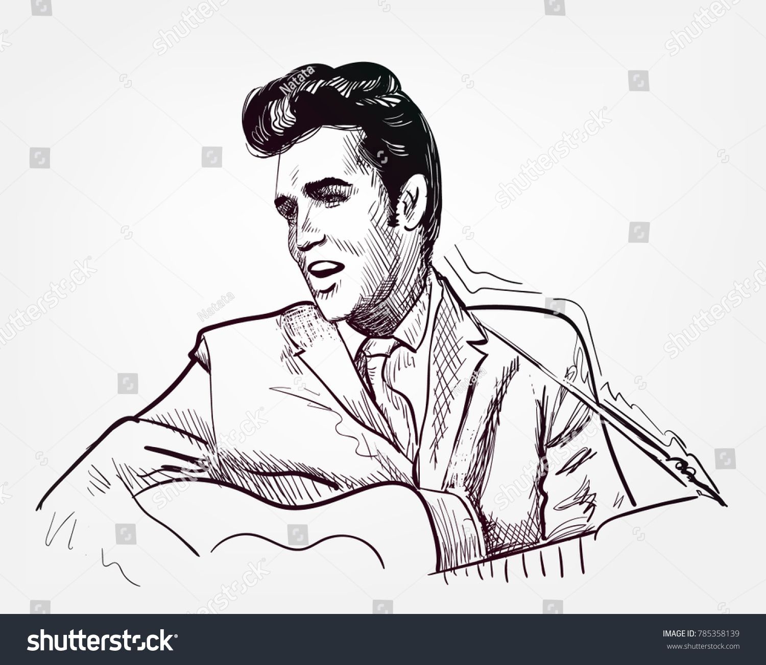 1500x1303 Vector Sketch Illustration Elvis Presley Sketch Vector