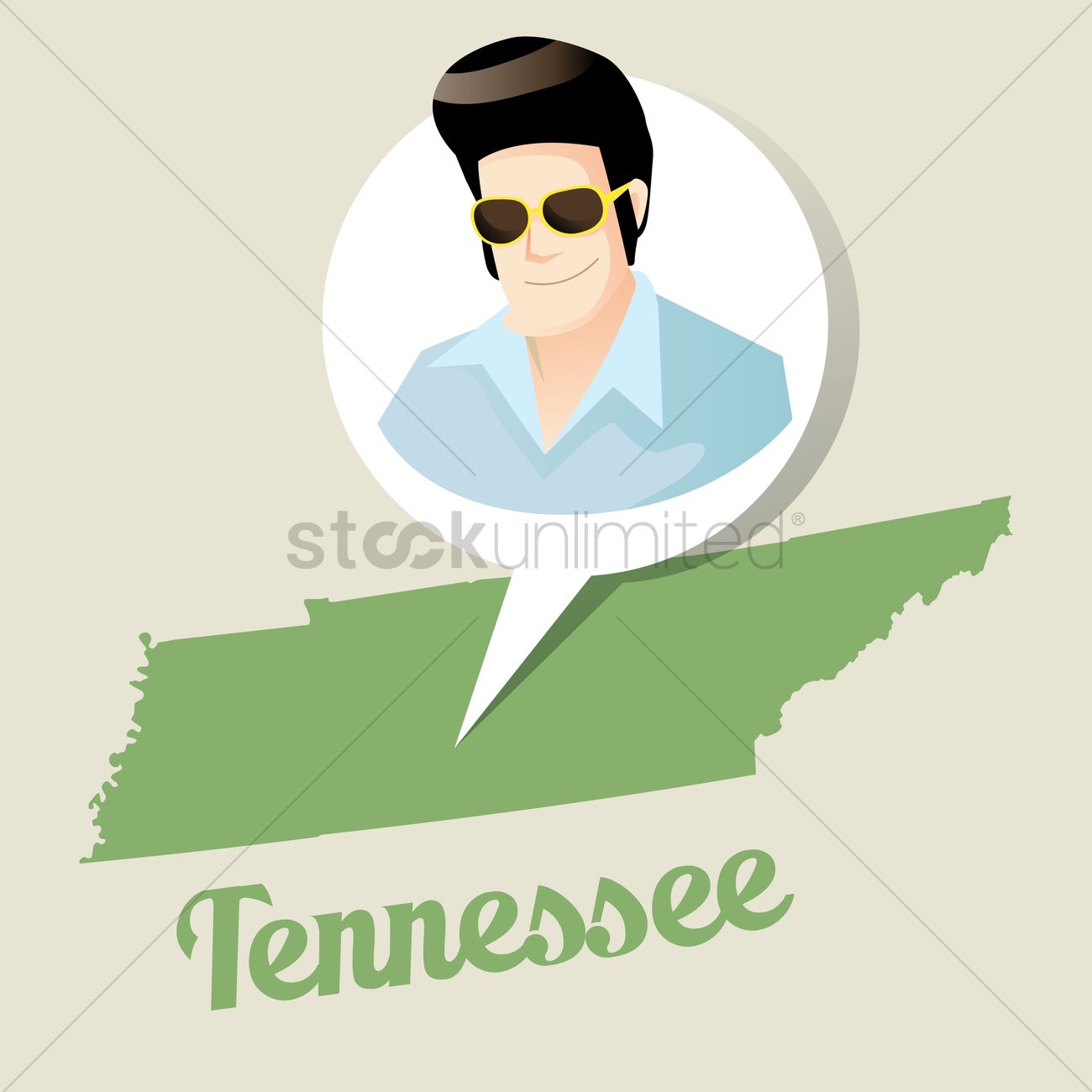 1300x1300 Tennessee Map With Elvis Presley Icon Vector Image