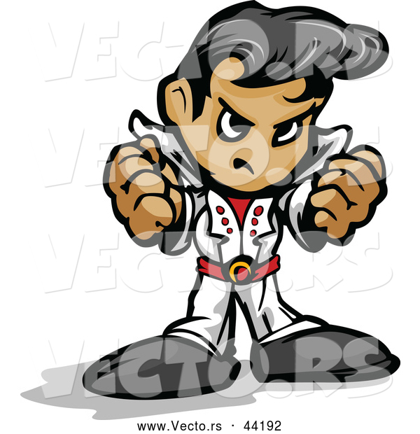Vector Of A Cartoon Elvis Intimidating With Fists And Mean Grin 600x620 Vector Of A Cartoon Elvis Intimidating With Fists And Mean Grin