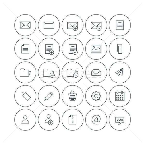 Set Of Vector Thin Line Email Icons Message, Folders, Document 600x600 Set Of Vector Thin Line Email Icons Message, Folders, Document