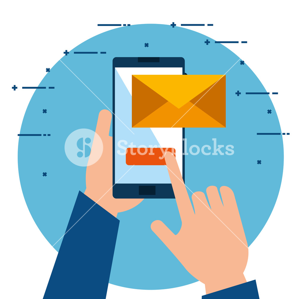 Hands Using Smartphone Sending Email Vector Illustration Design 1000x1000 Hands Using Smartphone Sending Email Vector Illustration Design