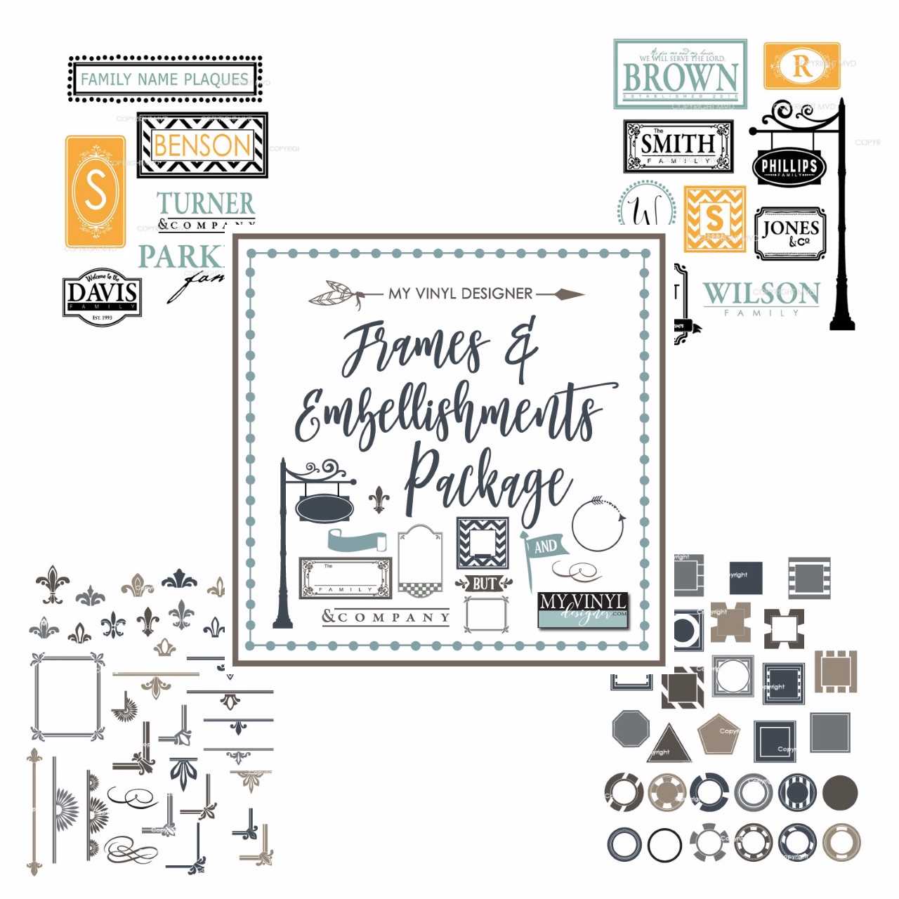 1280x1280 Frame Embellishments Vector Clipart Usb Package For Sign