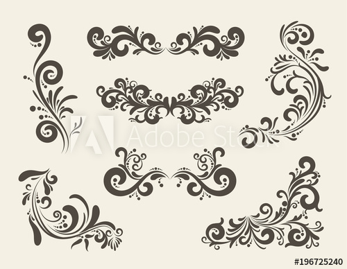 500x388 Swirly Line Curl Pattern Vector Flourish Vintage Embellishments