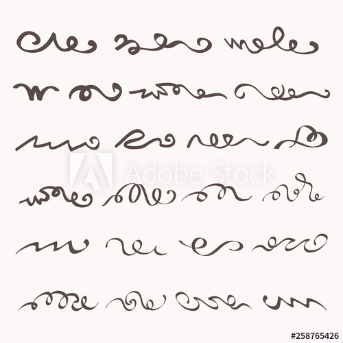 500x500 Swirly Line Curl Patterns Isolated On White Background Vector