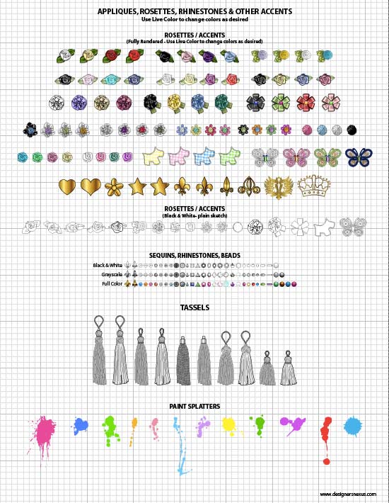 550x710 Vector Fabric Swatches Fashion Embellishments