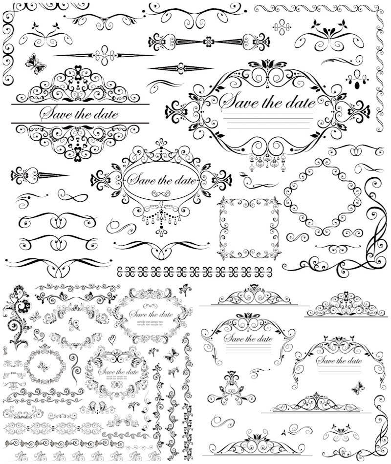 800x950 Wedding Vintage Embellishment Elements Vector Free Stock Vector
