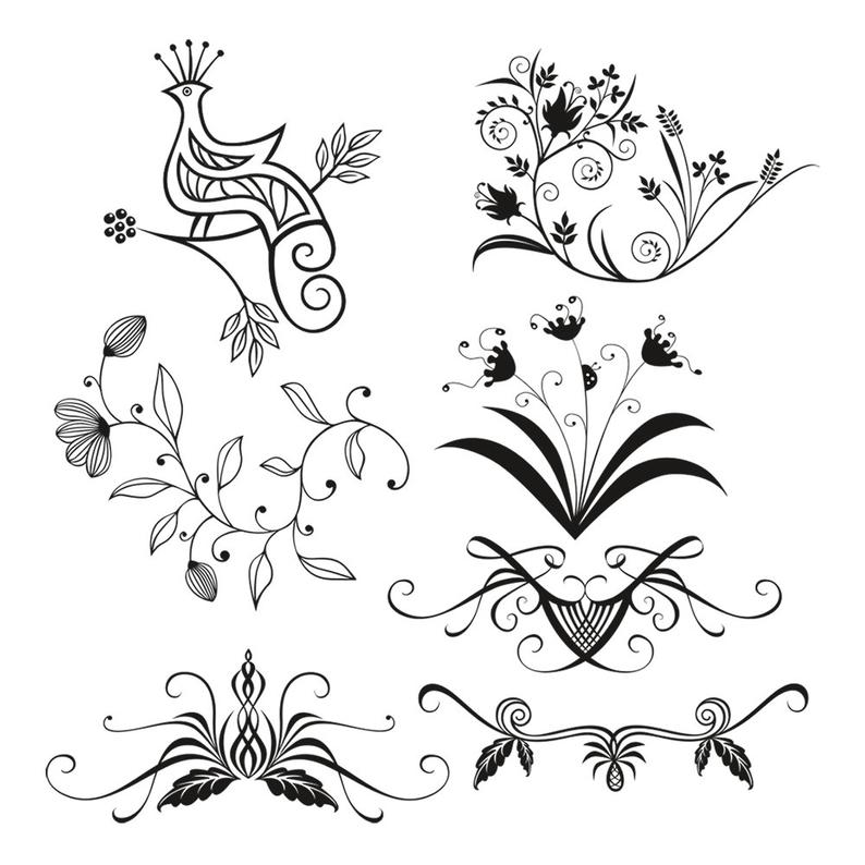 794x794 Clipart Digital Floral Design Elements Vector Graphics Etsy