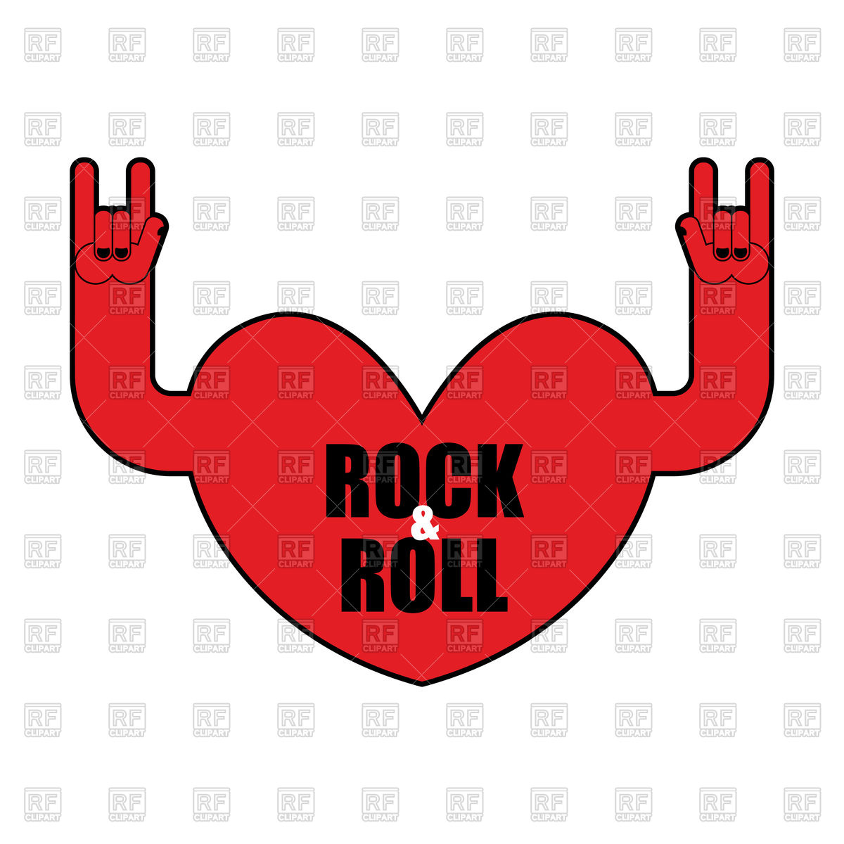 1200x1200 Rock And Roll With Hand Emblem Vector Image Of Icons And Emblems