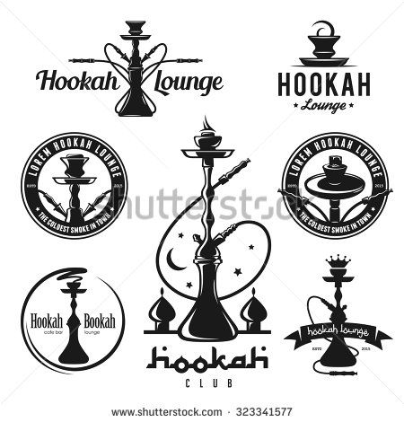 450x470 Set Of Hookah Labels, Badges And Design Elements Vintage Logo