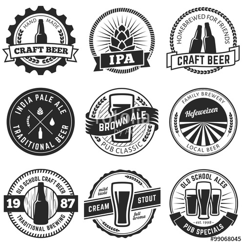 500x500 Set Of Vintage Craft Beer Labels And Emblems Vector Beer Badges