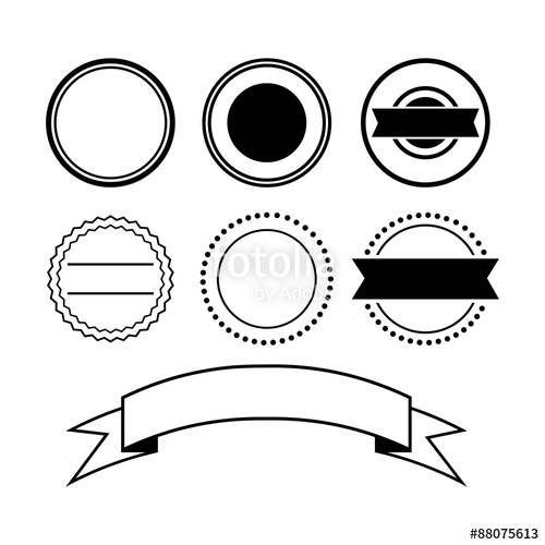 500x500 Complete Blank Badge And Emblem Vector Template Set Stock Image