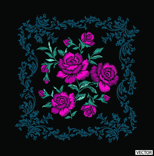 500x508 Embroidery Flower With Frame Vector Material Free Download