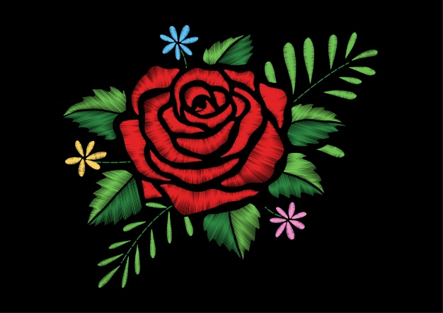 626x442 Embroidery Rose Design Vector Premium Download