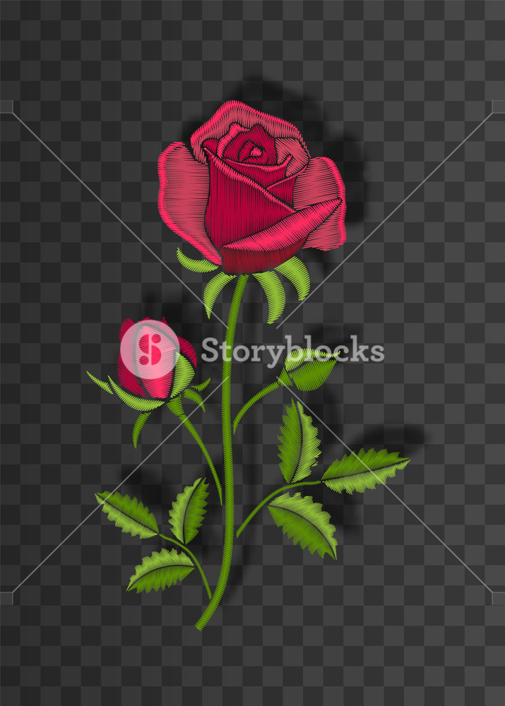 715x1000 Floral Stitched Ornament With Stitch Rose Embroidery Flower