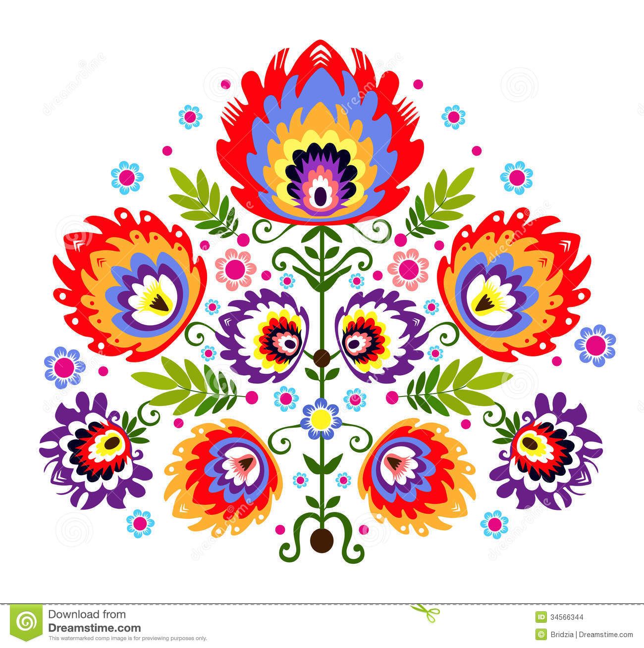 1300x1309 Folk Embroidery Flowers