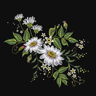 310x310 Free Download Creative Embroidery Flowers Vector Material