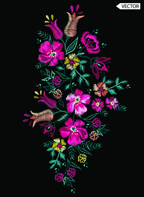 500x684 Beautiful Embroidery Flower Design Vector
