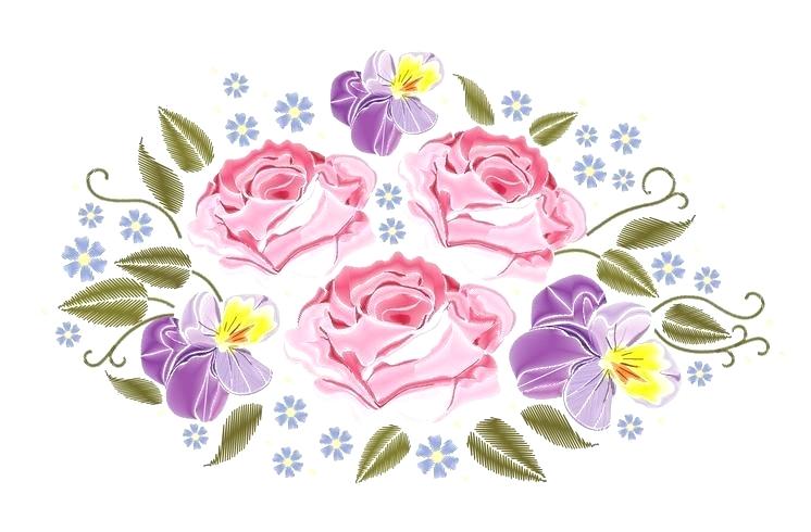 746x490 Embroidery Flowers Vector Free