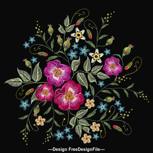 500x500 Beautiful Embroidery Flower Pattern Vector Free Download