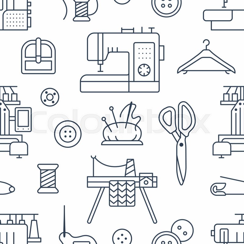 800x800 Sewing Equipment, Tailor Supplies Stock Vector Colourbox