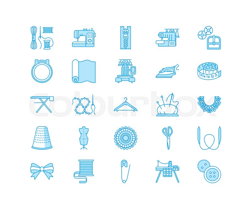 800x667 Sewing Equipment, Tailor Supplies Flat Stock Vector Colourbox