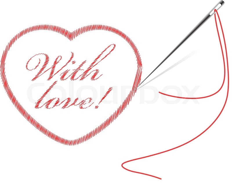 800x641 Embroidery With Heart And Frame Vector Stock Vector Colourbox