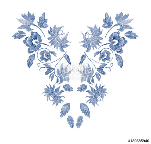 500x477 Floral Pattern Neck Line Designs Vector Illustration Hand Drawn