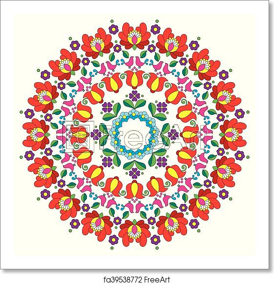 561x581 Free Art Print Of Kalocsai Floral Embroidery Vector Background