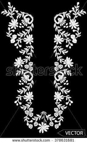 285x470 Neck Line Flower Embroidery Designs