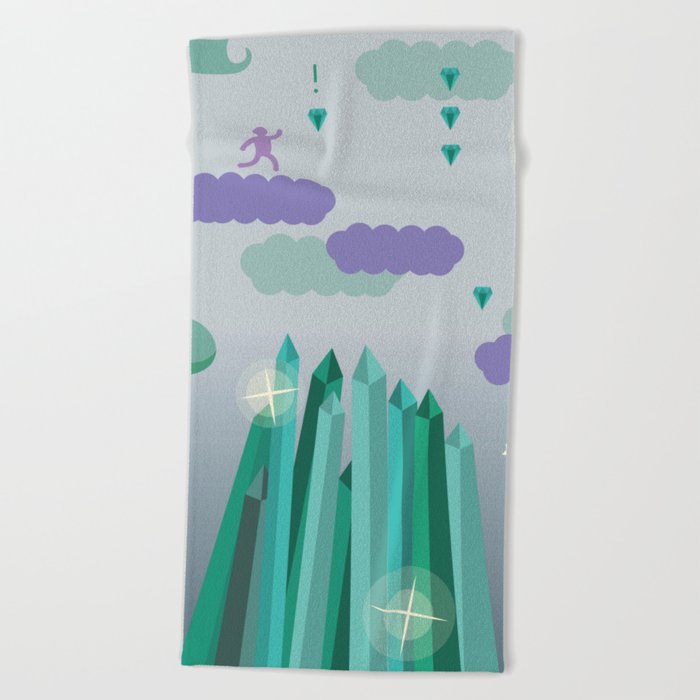 700x700 Emerald City Running Game, Clouds, Vector Art Beach Towel