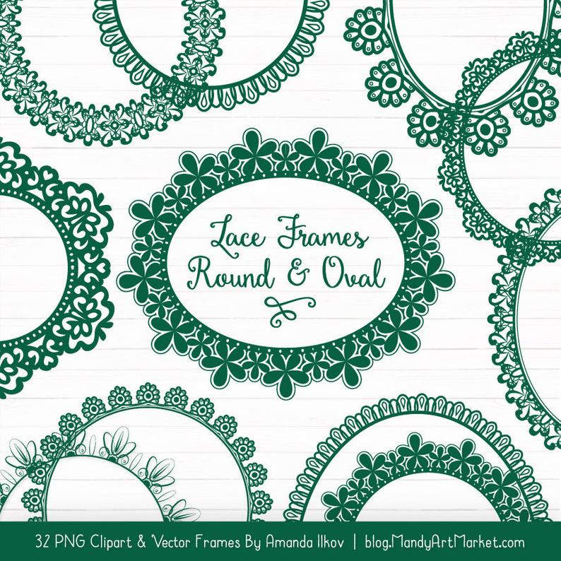 794x794 Emerald Round Lace Frames Clipart Vectors Emerald Lace Etsy