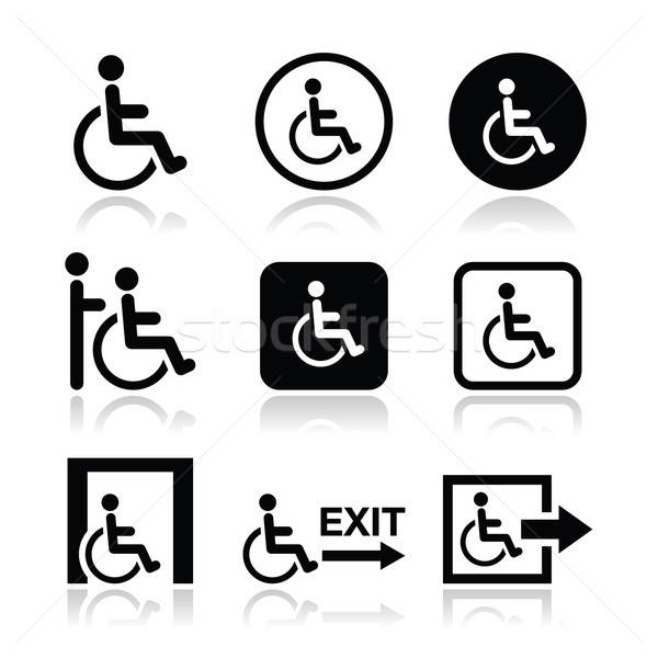 600x600 Man On Wheelchair, Disabled, Emergency Exit Icon Vector