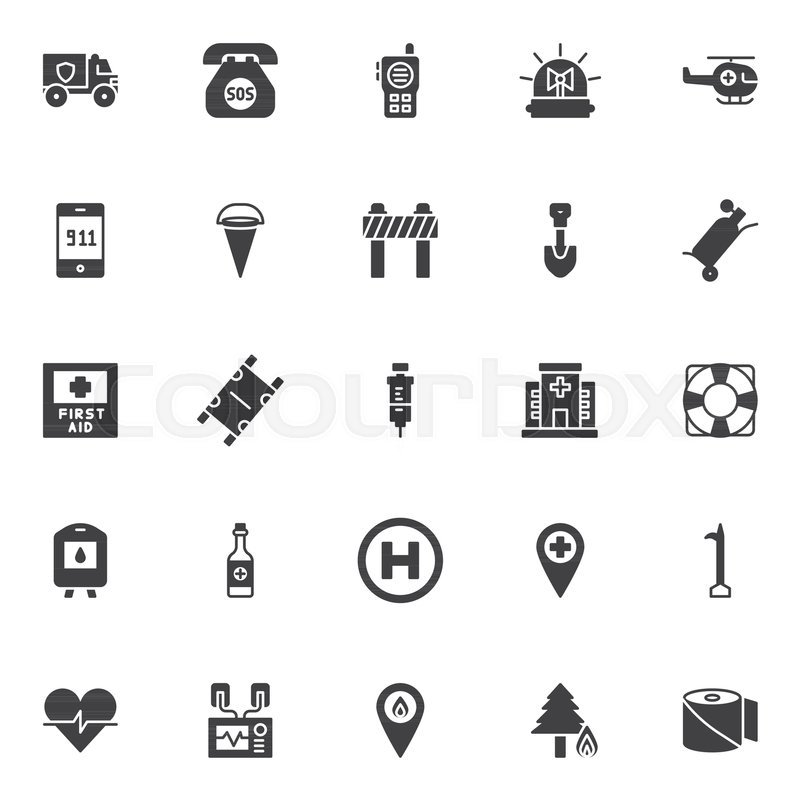 800x800 Emergency Vector Icons Set, Modern Stock Vector Colourbox
