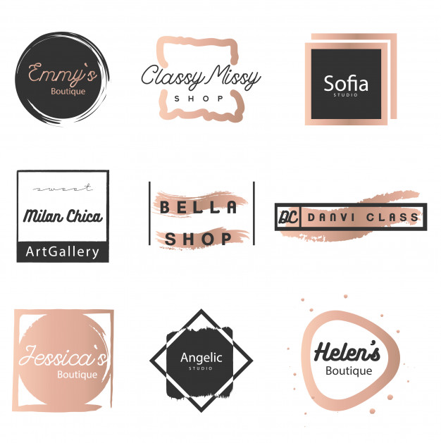 626x629 Feminine Logo Set In Black And Cooper Vector Premium Download