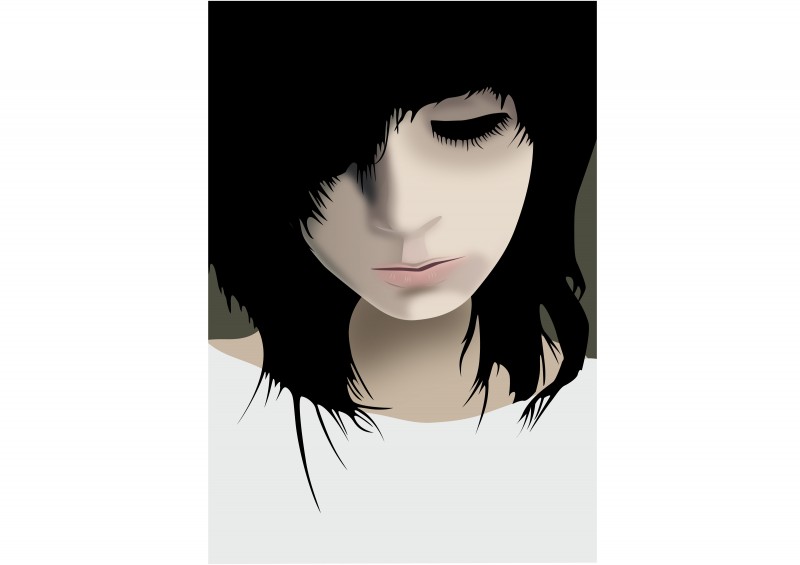 800x565 Emo Girl With Dark Hair Vector Portrait