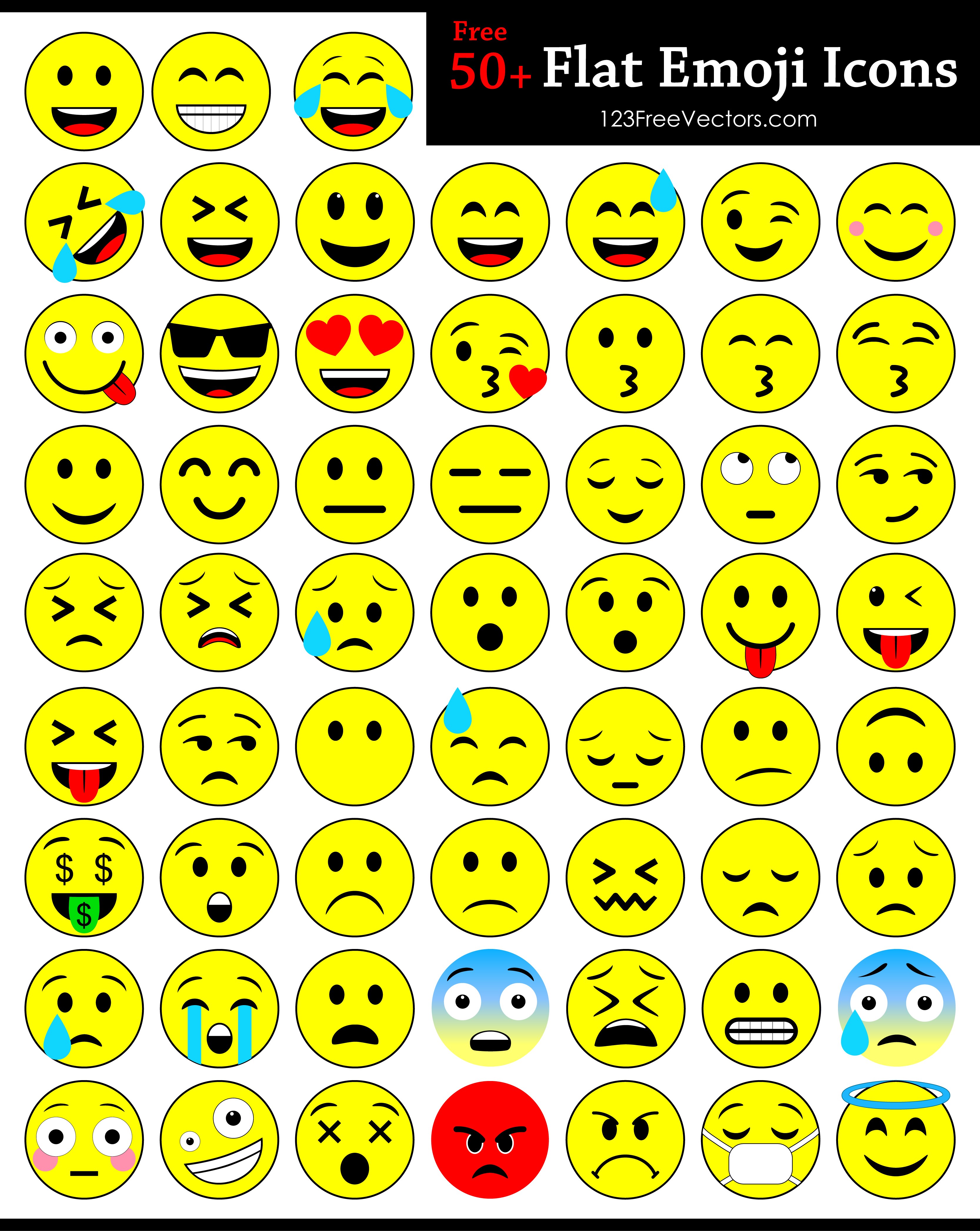 3333x4186 Flat Emoji Icons Free Vector Pack