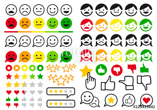500x350 Rating, Review, User Emoji, Flat Icons, Vector Set Stock Image