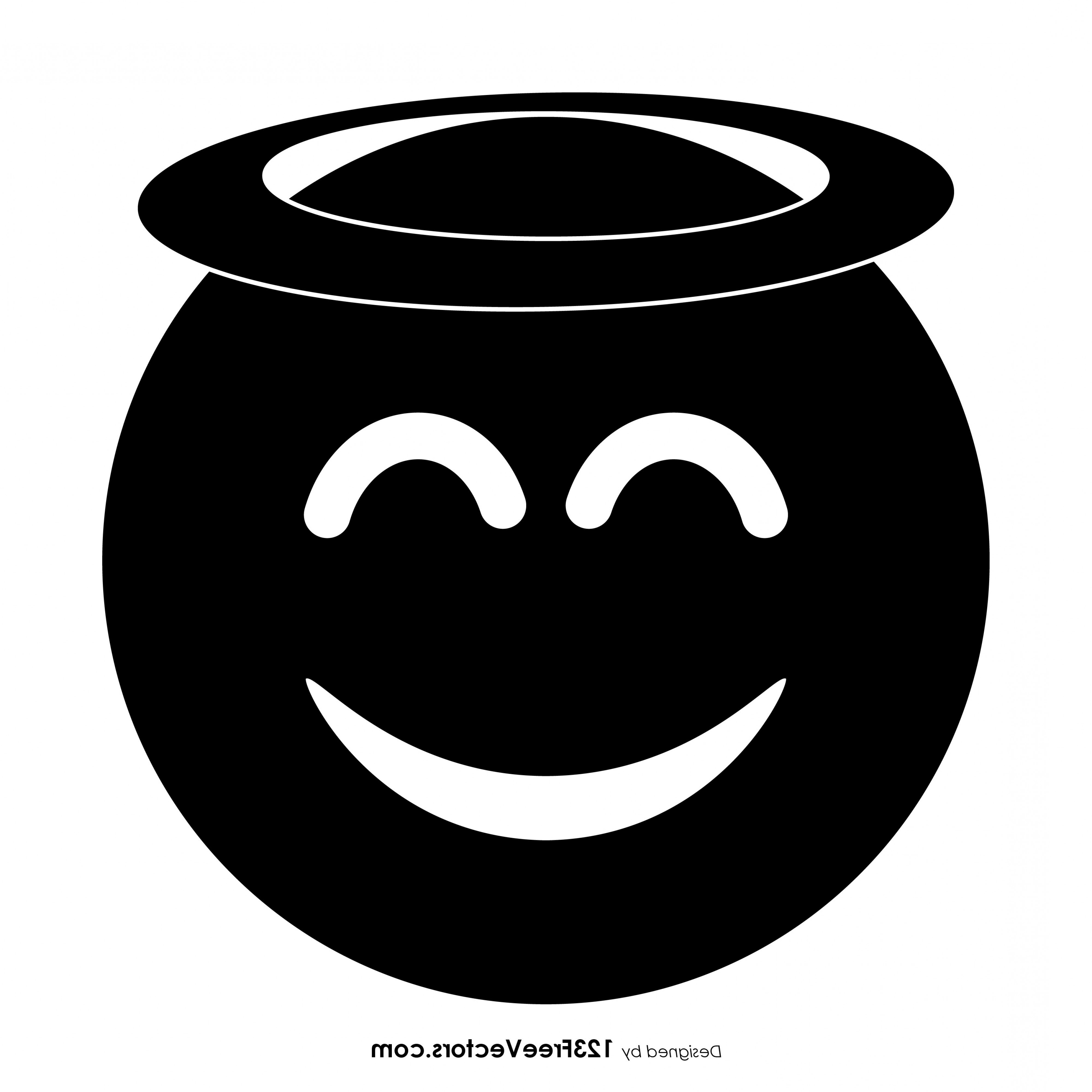 3999x3999 Black Smiling Face With Halo Emoji Icons Vector Catchsplace