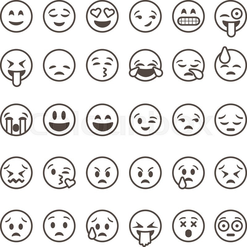 Set Of Outline Emoticons, Emoji Stock Vector Colourbox 800x800 Set Of Outline Emoticons, Emoji Stock Vector Colourbox