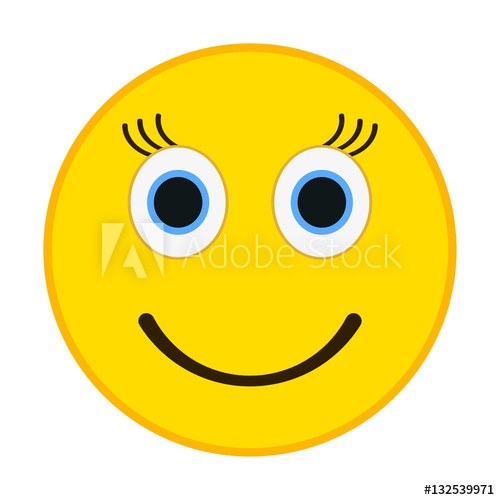 Smiling Emoticon With Happy Eyes Female Emoji Vector Illustration 500x500 Smiling Emoticon With Happy Eyes Female Emoji Vector Illustration