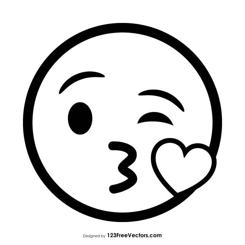 800x800 Face Blowing A Kiss Emoji Outline Free Vectors Kiss Emoji