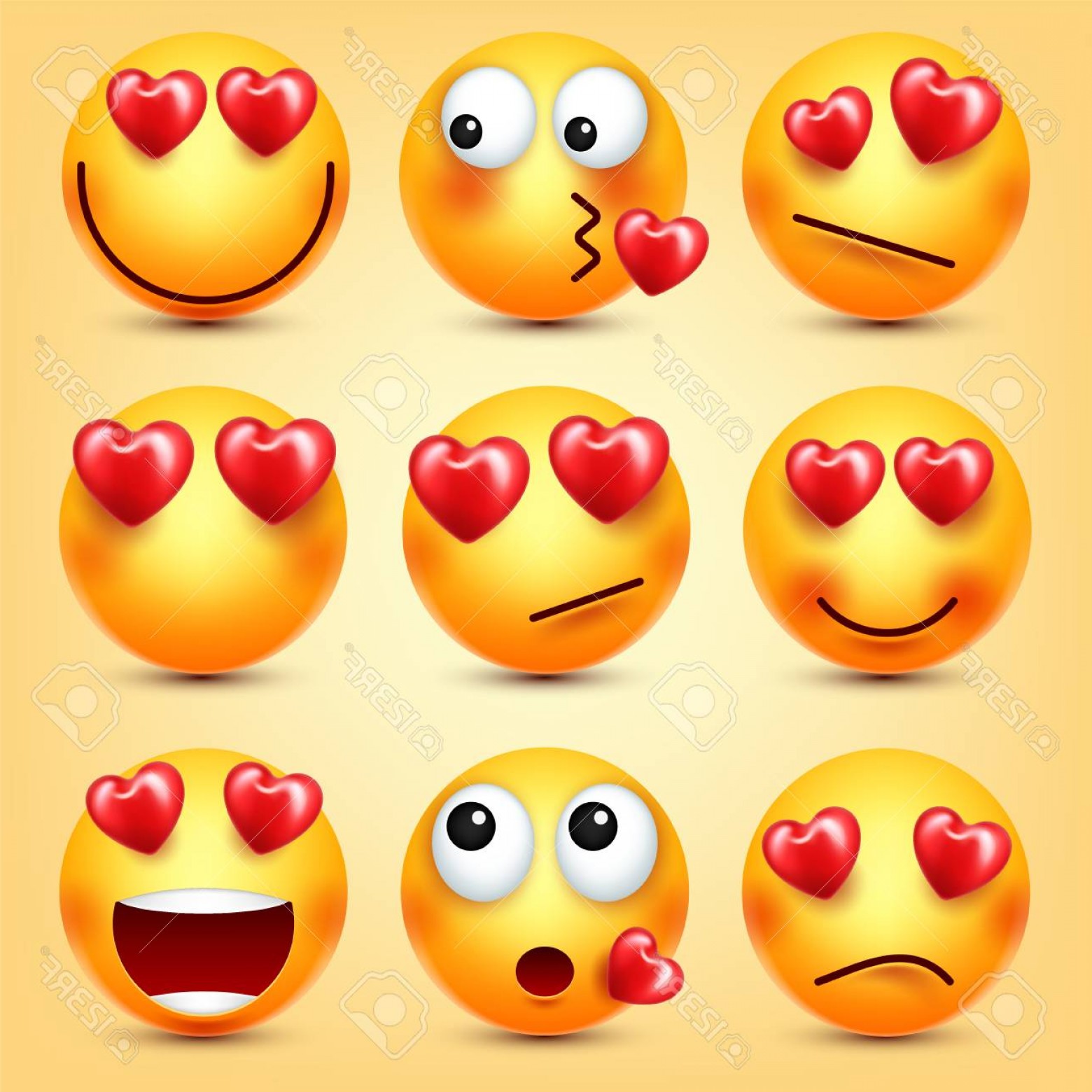 1560x1560 Photostock Vector Emoji Smiley With Red Heart Vector Set