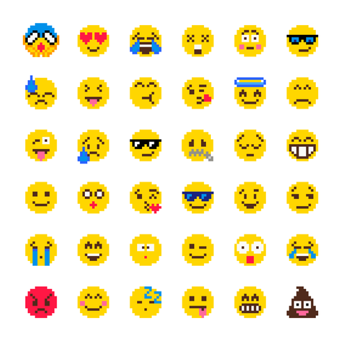 490x490 Pixel Emoji Vector Set