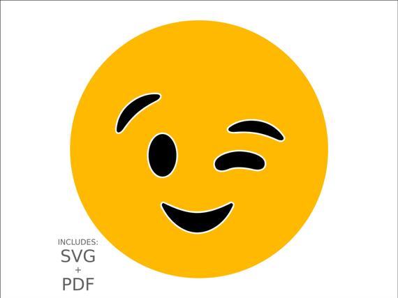570x427 Cuttable Emoji Winking Blinking Emoticon Flirty Smiley Etsy