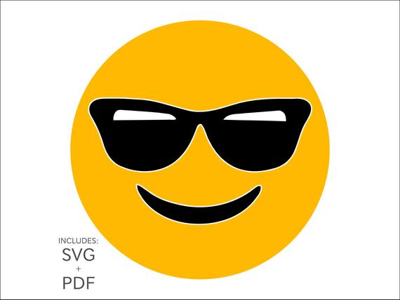 570x428 Cuttable Emoji Shades Emoticon Smiley Face W Sunglasses Etsy