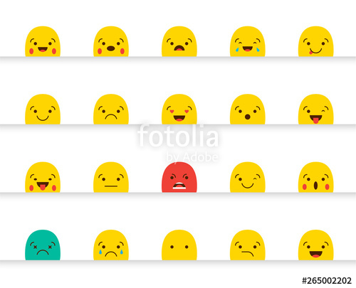 500x405 Set Of Emoticons Stickers, Emoji Vector Illustration Stock