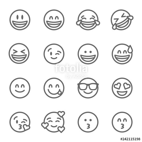 500x500 Smiley Face Emoji Vector Line Icon Set Contains Such Icons As